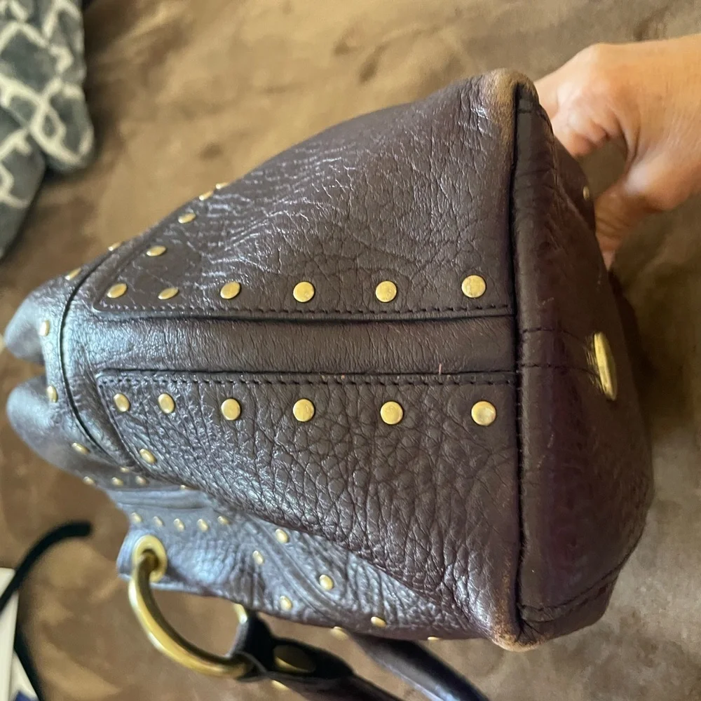 Kenneth Cole Purple Thick
Pebble Leather Studs Satchel Handbag
Purse PRE-OWNED - Picture 5 of 11